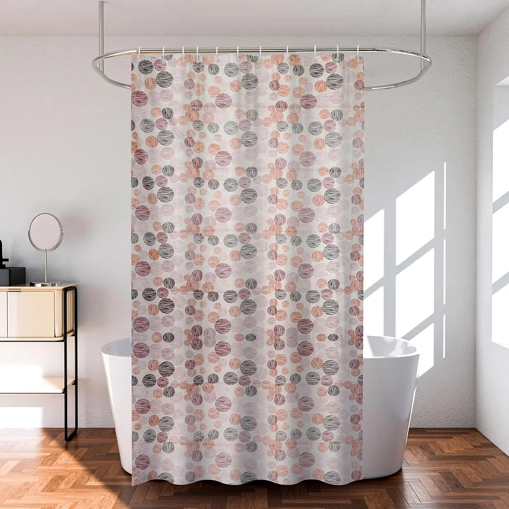 Kuber Industries Shower Curtain Bathroom Shower Curtain 8 Rings Curtain Multi Dot Orange