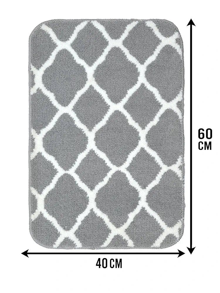 Saral Home Soft Anti Slip Microfiber Geometric Bathmats