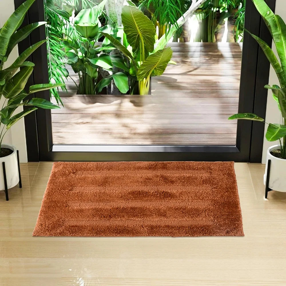Kuber Industries Door Mat 4 Striped Doormat Velvet Entrance Mat Golden