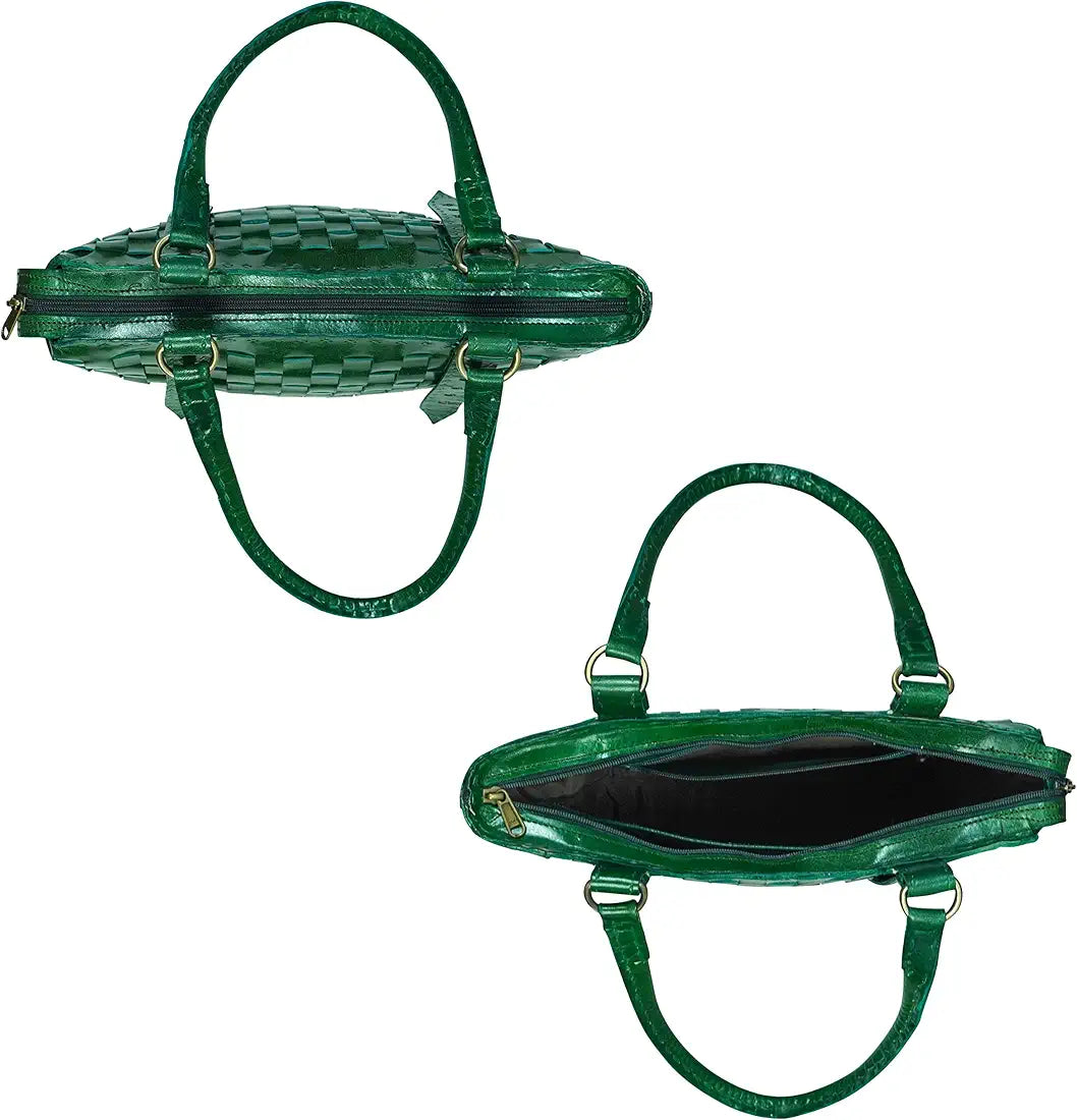 Goatter Genuine Leather Handmade Women's Tote Bag,Green Color