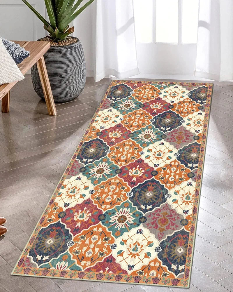 Ishro Home Velvet Premium Modern Runner Rug For Bedroom, Kitchen Colour Blue