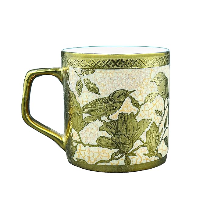 Femora Bone China Gloden Tea Cup | Weaver Love Glod | 160 Ml | Gold