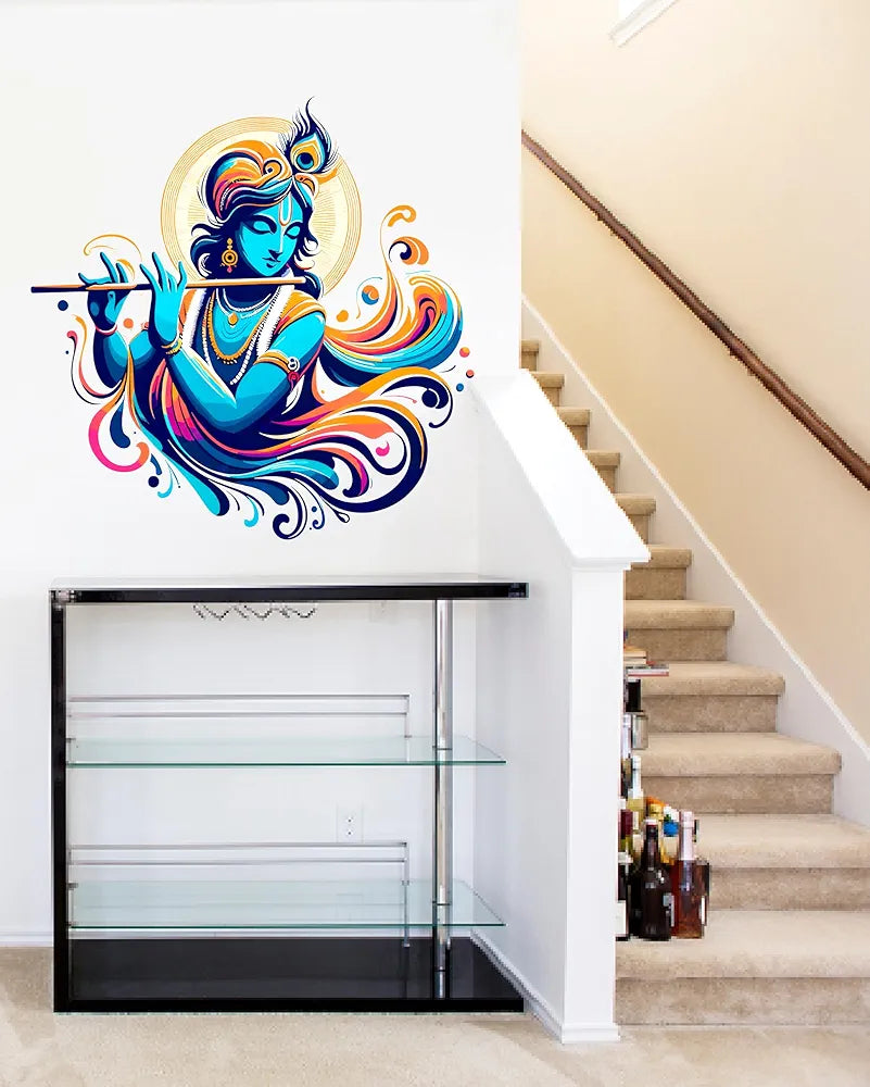 Rng Graphics Pvc Vinyl Self Adhesive Little Krishna Wall Sticker Multicolor 50 Cm X 49cm DW-132L