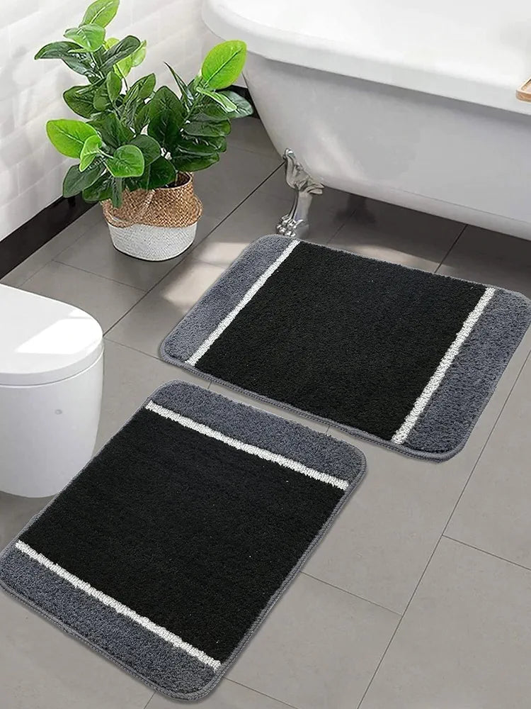 Saral Home Soft Microfiber Anti-Skid Bathmat (Pack of 2)
