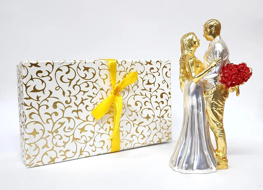 Gold Art India Couple Figurine Gold-Silver Plated Matte Finish