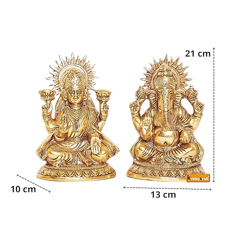 KridayKraft Metal Laxmi Ganesh Statue Murti for Pooja & Home Office Decor Laxmi Ganesha idol