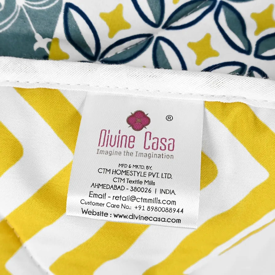 Divine Casa 120 GSM Microfiber Reversible Kids Single Bed Comforter Ultra-Soft Toddler Blanket Colour Sunflower Ash Tile