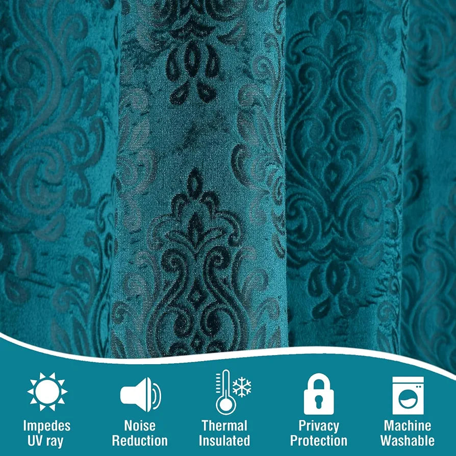 Fresh From Loom Botanical Opaque Window Curtains 6 Feet Long High Tenacity Yarn Polyester Punch Curtains