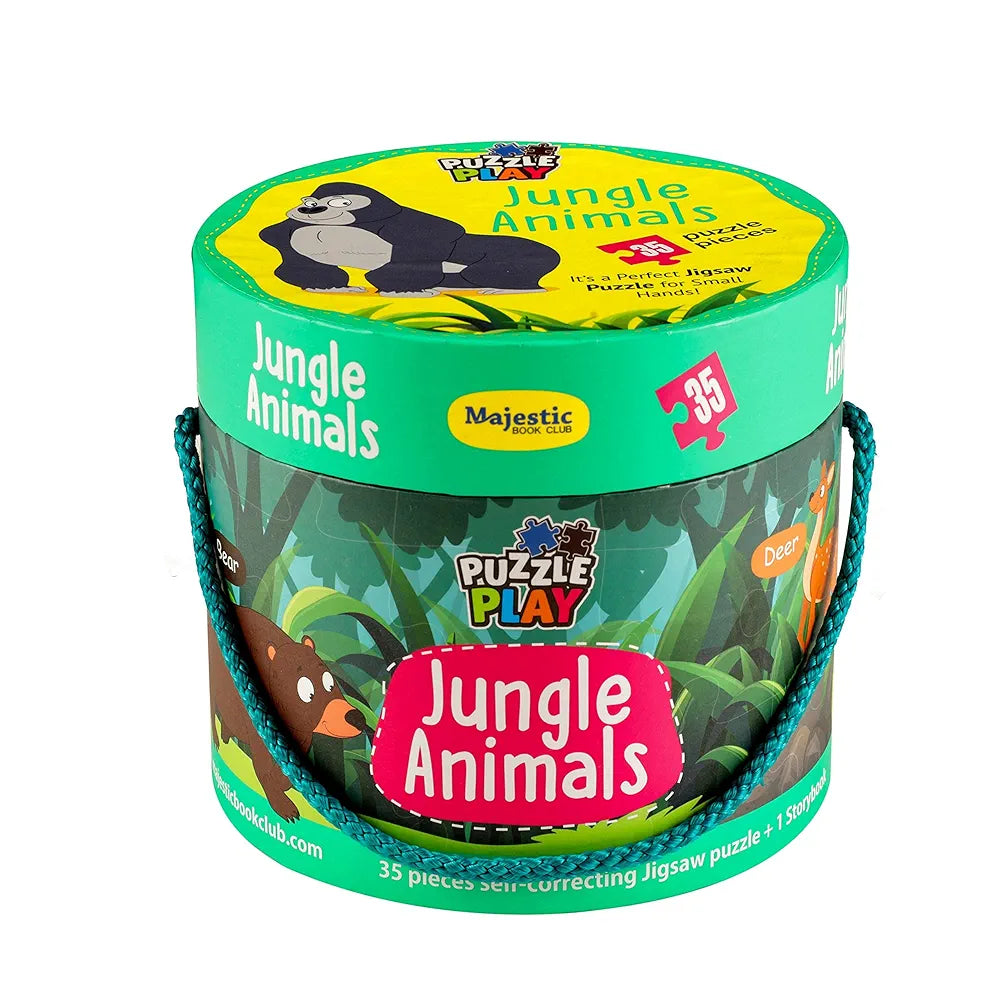 The Book Tree Jungle Animals Puzzles for Kids for Age 3+ I 35 Jigsaw Puzzle Pieces & 1 Storybook I Educational Toy for Children Age 3+ I Fun Time with Animals I for Children by Majestic Book Club
