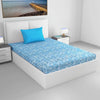 Divine Casa 144 TC 100% Pure Cotton Single Size Bedsheet with 1 Pillow Cover Floral Paisley Colour White Aqua Blue