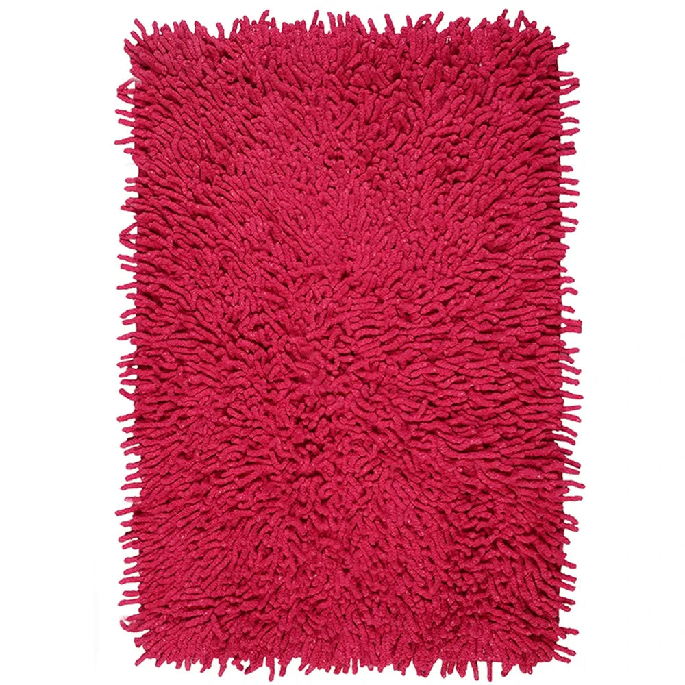 Saral Home Cotton Shaggy Anti-Skid Rectangular Solid Bath Mat