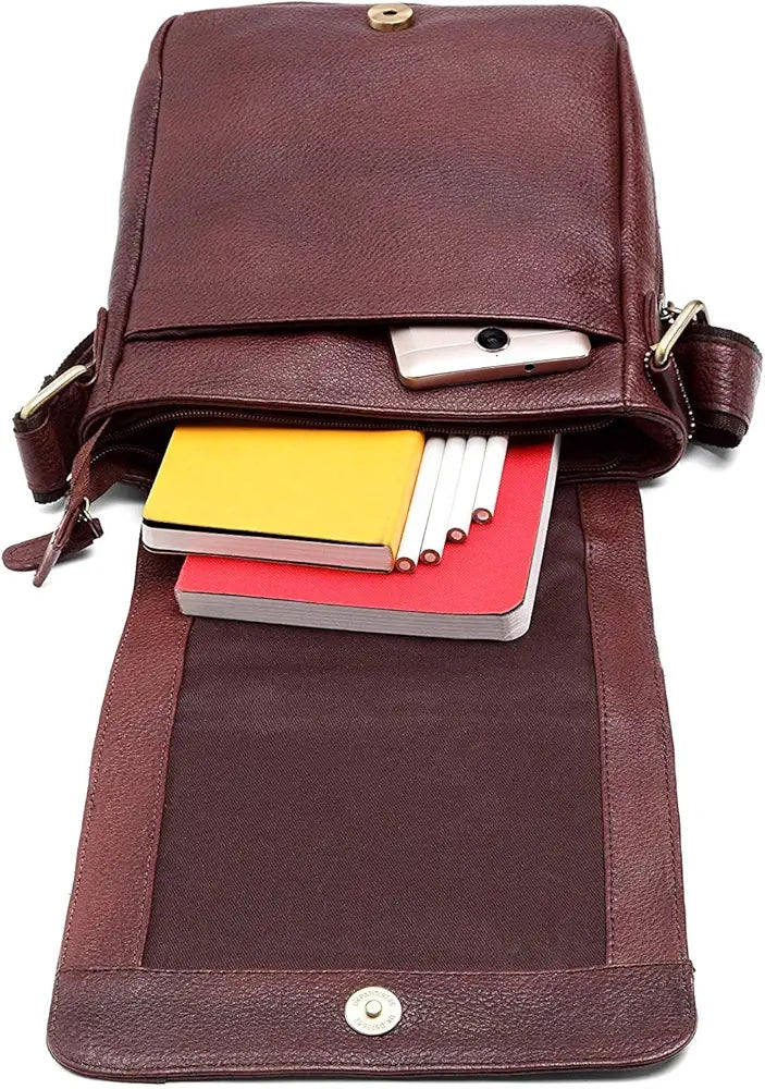 WildHorn Leather 8.5 inch Sling Messenger Bag for Men I Multipurpose Crossbody Bag I Travel Bag with Adjustable Strap I DIMENSION: L- 8.5inch H- 10.5inch W- 3inch