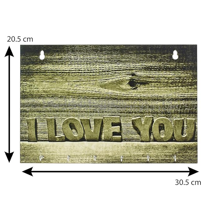 Ecraftindia Abstract Theme Wooden Key Holder With 6 Hooks