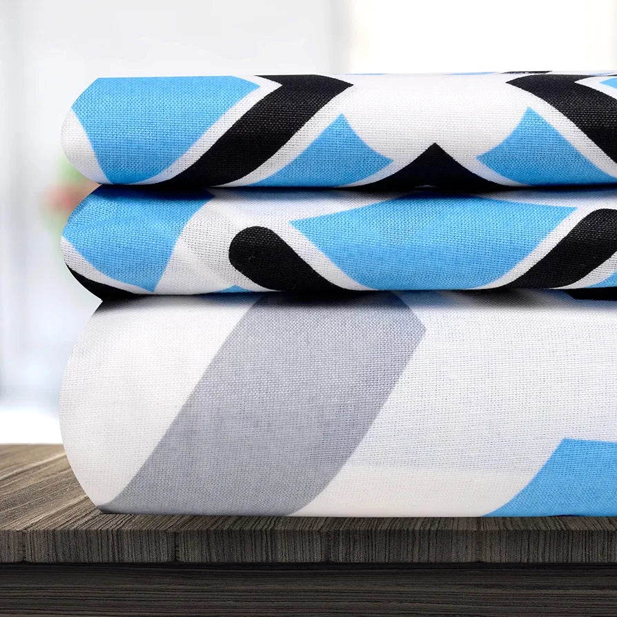 Divine Casa 144 TC Cotton Bedsheet for Single Bed with 1 Pillow Cover Colour Grey & Blue