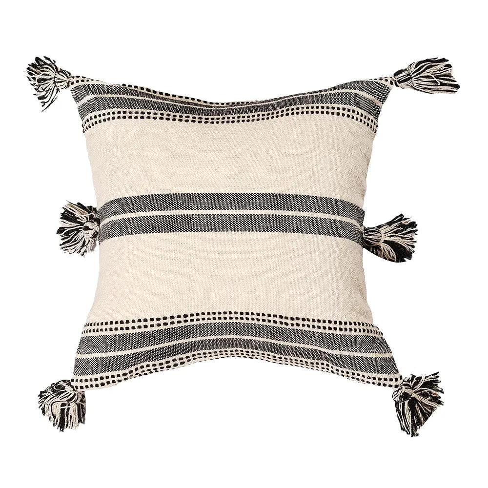 Sashaa World Colour Natural & Black Striped Cushion Cover