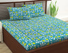 Divine Casa 144 TC 100% Cotton Bedsheet for Double Bed with 2 Pillow Cover Colour Teal & Yellow