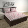 Divine Casa 144 TC Pure Cotton Double Bed Bedsheet with 2 Pillow Covers Mosaic Bloom Colour Ivory Red
