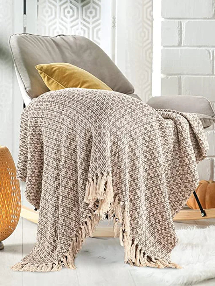 Sashaa World Soft Throw Blanket Colour Beige/Natural