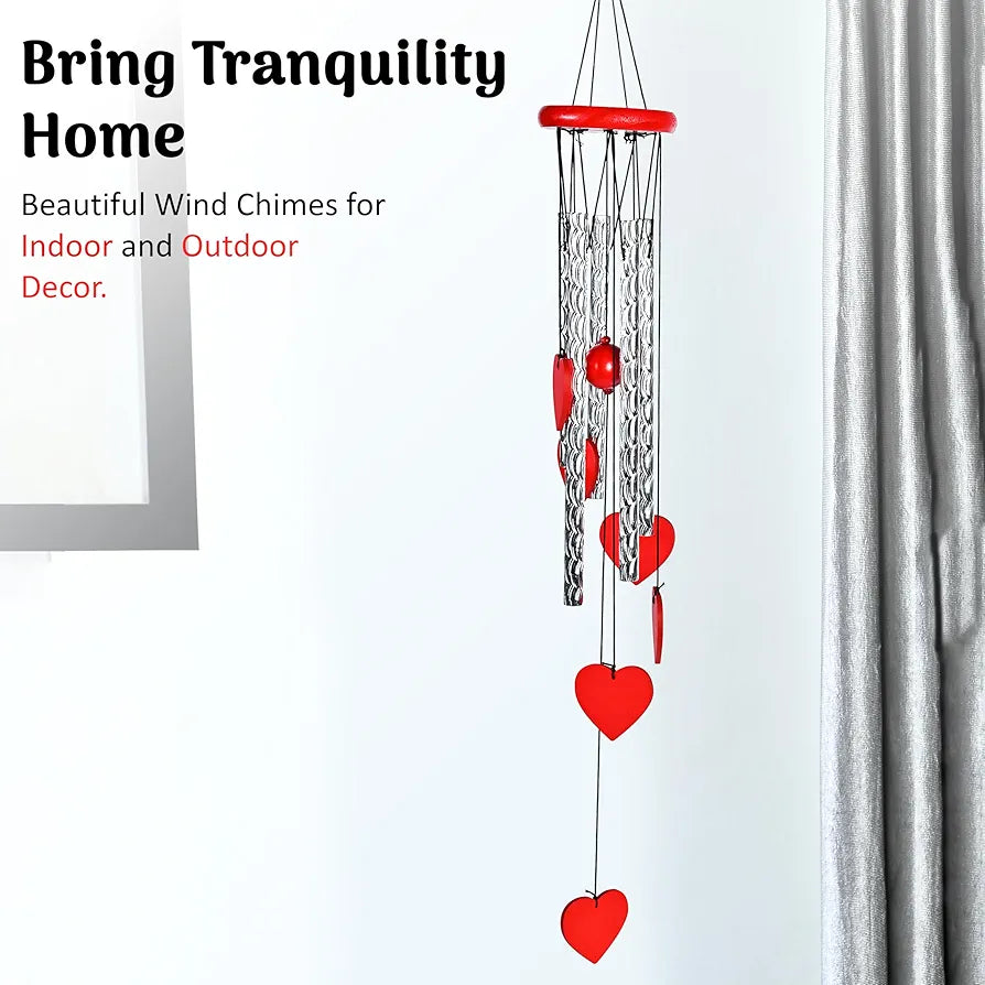 Heart Shape Wind Chime with Silver Pipes Wind Chime -017