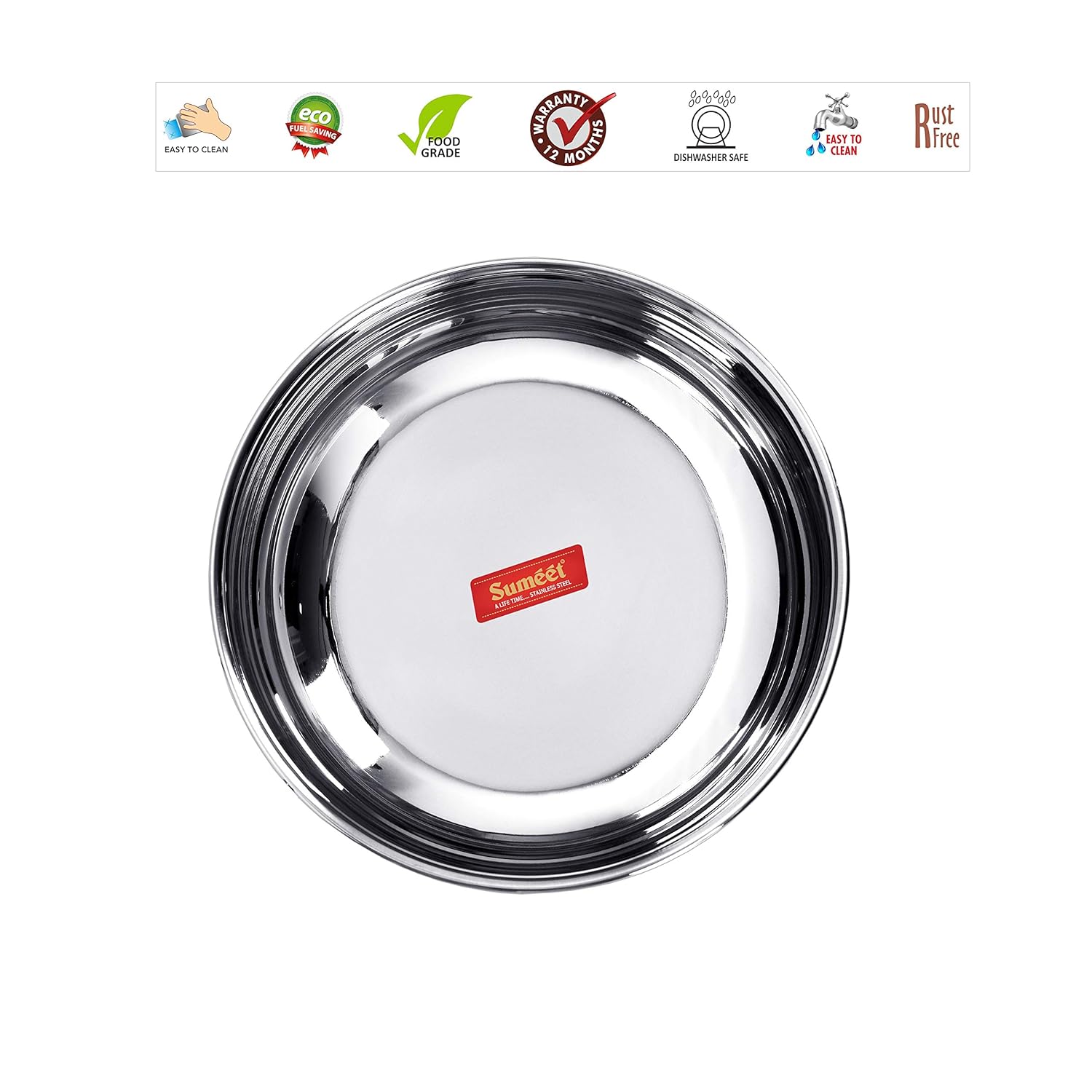 Sumeet Stainless Steel Induction Bottom Friendly Tasra Size No.13 (2.3 Ltr)