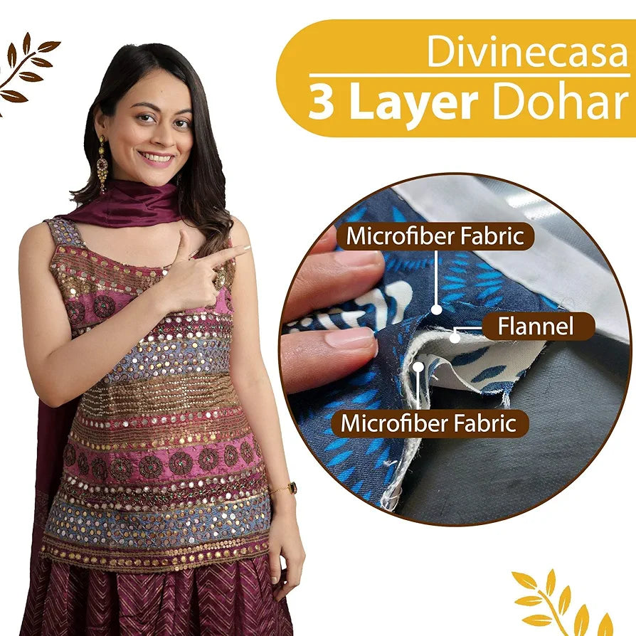 Divine Casa 120 GSM Microfiber Double Dohar Soft & Lightweight Throw Blanket Chevron Pattern Colour Orange Chevron