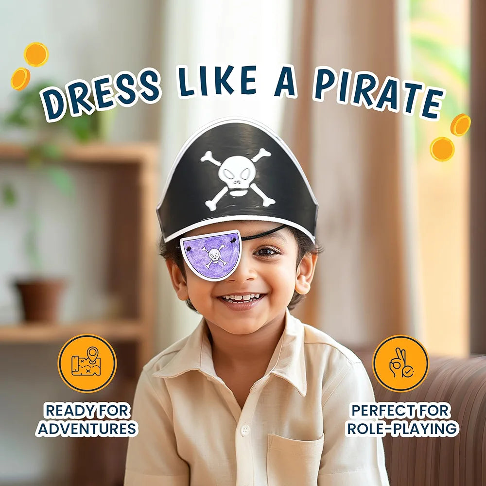 The Curious Bees Pirates Treasure Crafting Kit | Fun and Learning Craft Kit for 5+ Year Olds | Creative DIY Fun Activity Kit for Boys & Girls | Ideal Gift for Early School-goers | 4-in-1 Activity Box
