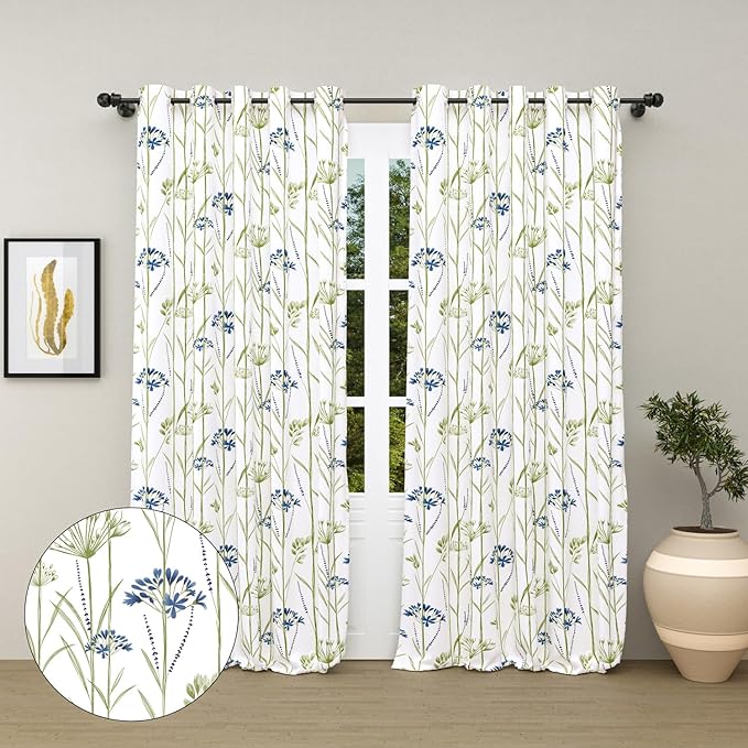 Haus & kinder Cotton Curtains Set of 2 for Bedroom Window Door Curtains (5ft x 7ft) | Colour Wild Whisper Blue