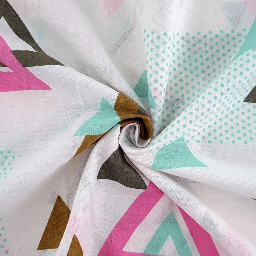 Divine Casa 144 TC Cotton Bedsheet for Double Bed with 2 Pillow Cover Colour Pink Olive