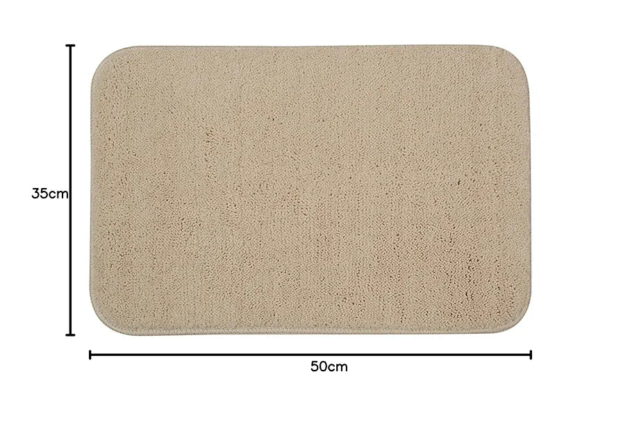 Saral Home Easy Living Microfiber Solid Anti-skid Bath Rectangular Mats Colour Beige (Pack Of 2)