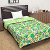 Divine Casa 120 GSM Microfiber Single Dohar Soft & Lightweight Throw Blanket Tropical Leaf Pattern Colour Green & Yellow