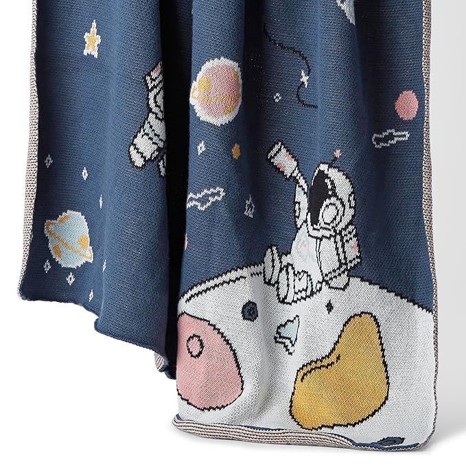 Haus and Kinder Cotton Knitted Blanket for New Born Baby Colour Spacewalk