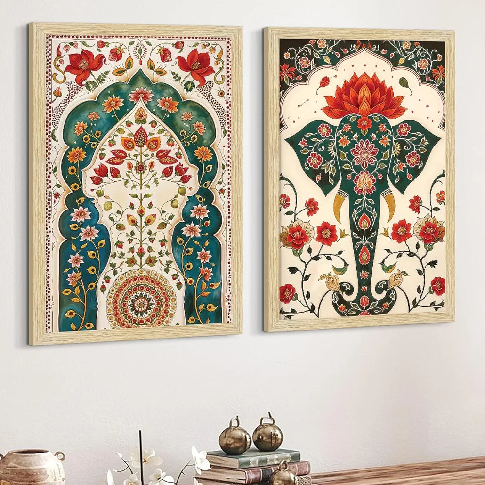 ArtX Paper Madhubani - 02 Paintings with Frame Set of 3