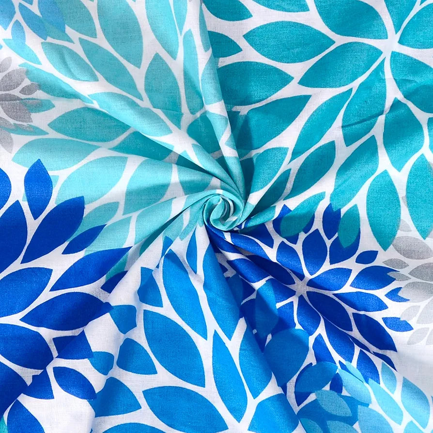 Divine Casa 144 TC Super Soft 100% Cotton Bedsheet for Double Bed  144 Thread Count Floral Colour Blue