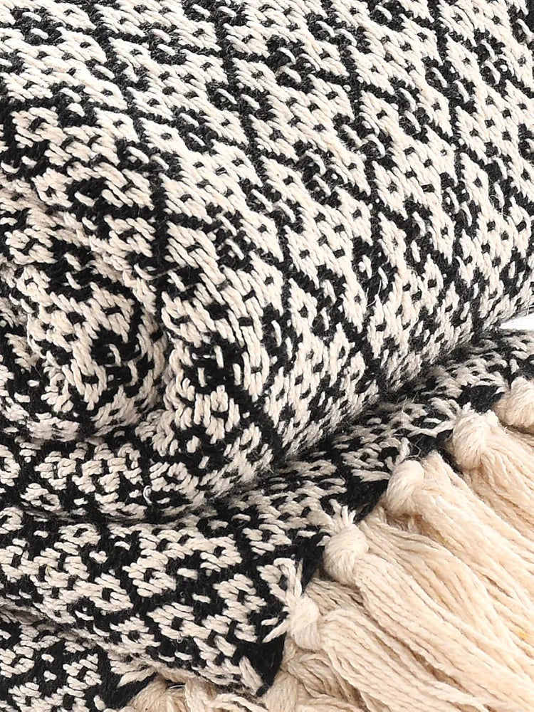 Sashaa World Soft Throw Blanket Colour Black/Natural