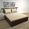 Divine Casa 144 TC Pure Cotton Double Size Bedsheet with 2 Pillow Covers Abstract Weave Colour Purple Yellow