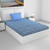 Divine Casa 144 TC 100% Pure Cotton Single Size Bedsheet with 1 Pillow Cover Floral Paisley Colour Beige Blue