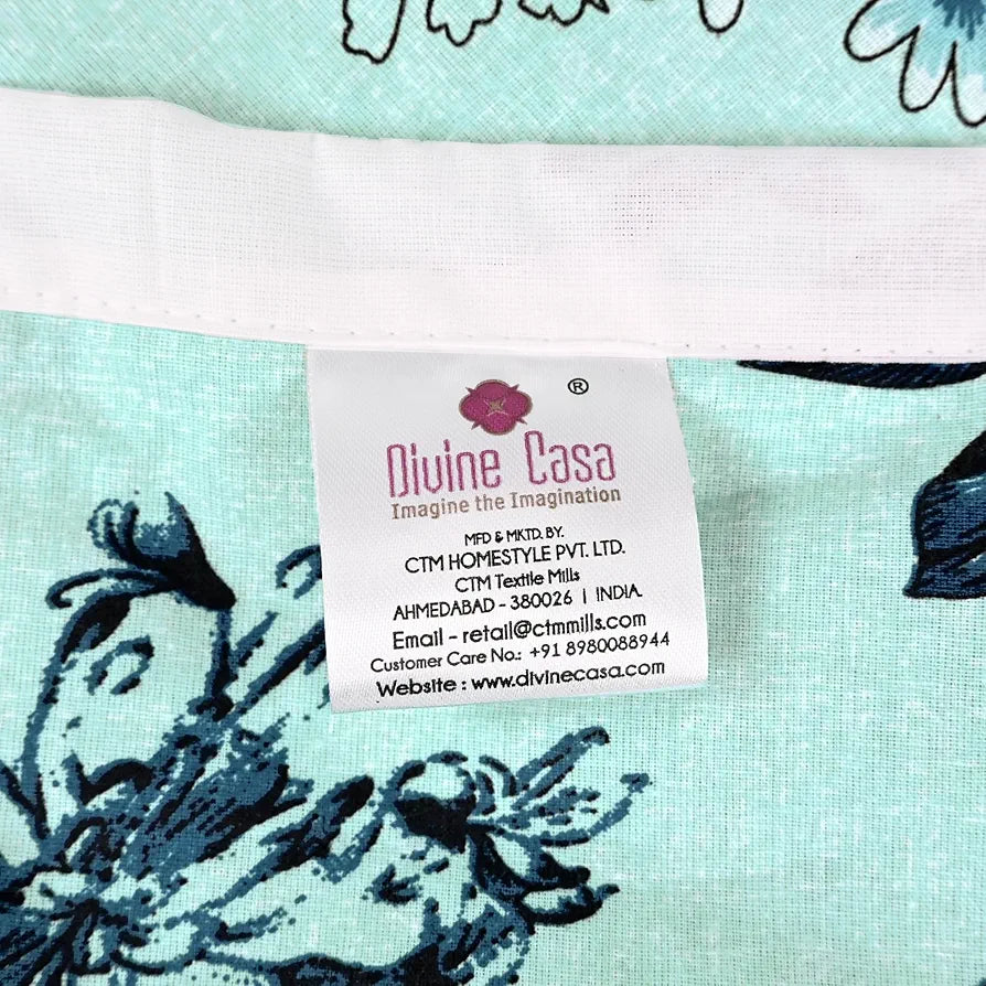 Divine Casa Floret 100% Cotton Double Dohar 120 GSM Soft & Lightweight Throw Blanket Colour Winter Fern