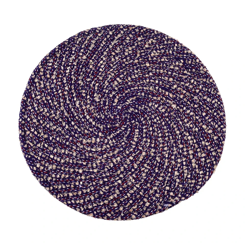 Kuber Industries Round Shape Feather Door Mat Cotton Reversible Small Size Purple