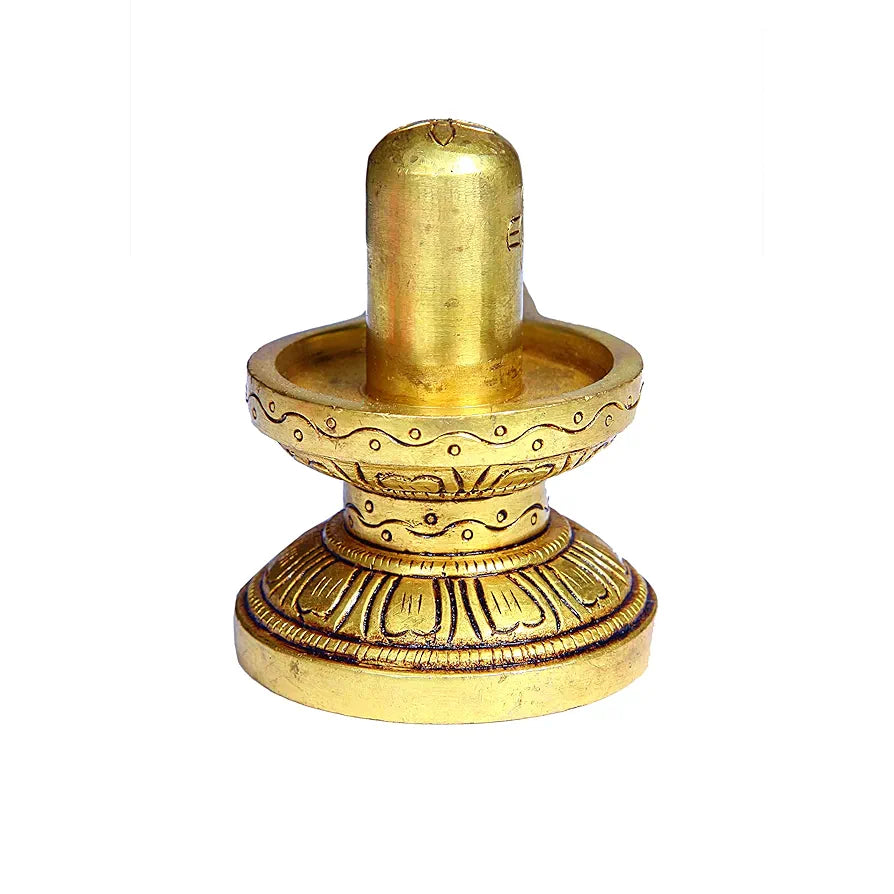 Anciently Brass Shivling Small | Shiva Lingam for Puja | Sivalingam for Pooja 6.5CM Height Gold Colour 1 Piece
