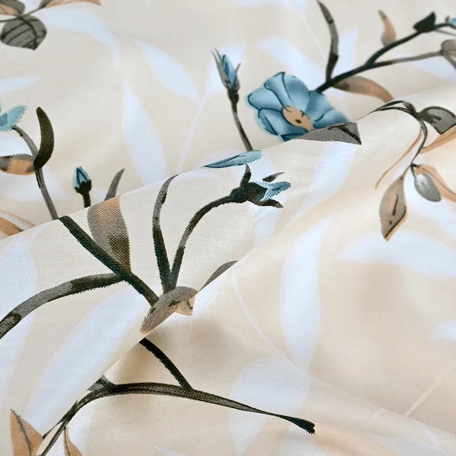 Divine Casa 100% Cotton Bedsheet for King Size Bed Modern Printed Design with 2 Pillow Covers Colour Floral Gold