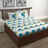 Divine Casa 144 TC 100% Cotton Bedsheet for Double Bed with 2 Pillow CoverColour Green & Blue