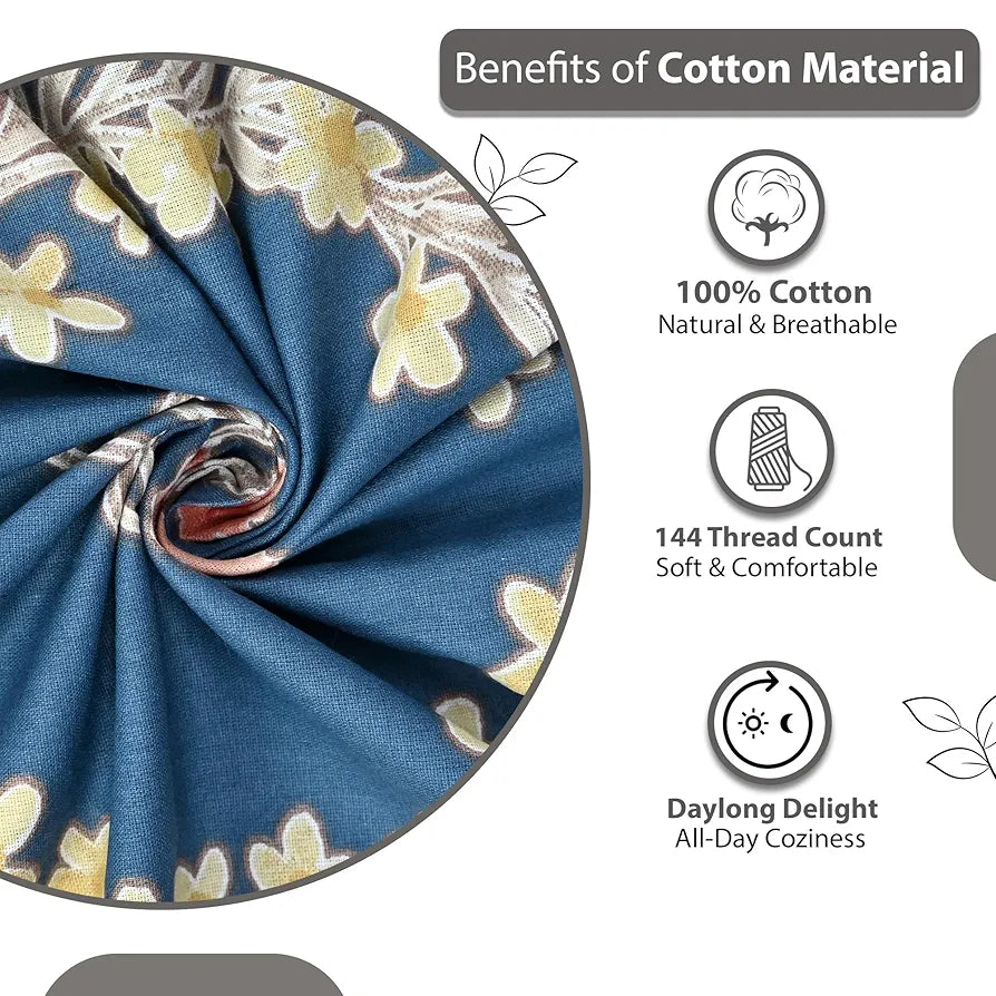 Divine Casa 144 TC Cotton Blue Super Soft King Size Bedsheet Every Day Use King Size Bedsheets Colour Minakari Navy