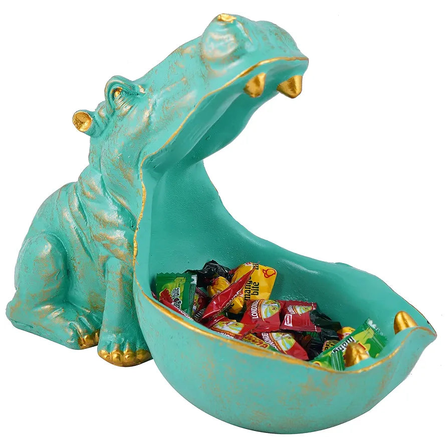Zart Angry Hippopotamus Mouth Open Face Sculpture Polyresin Showpiece