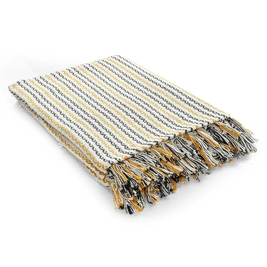 Sashaa World Striped Super Soft & Breathable Throw Blanket Colour Multi Striped