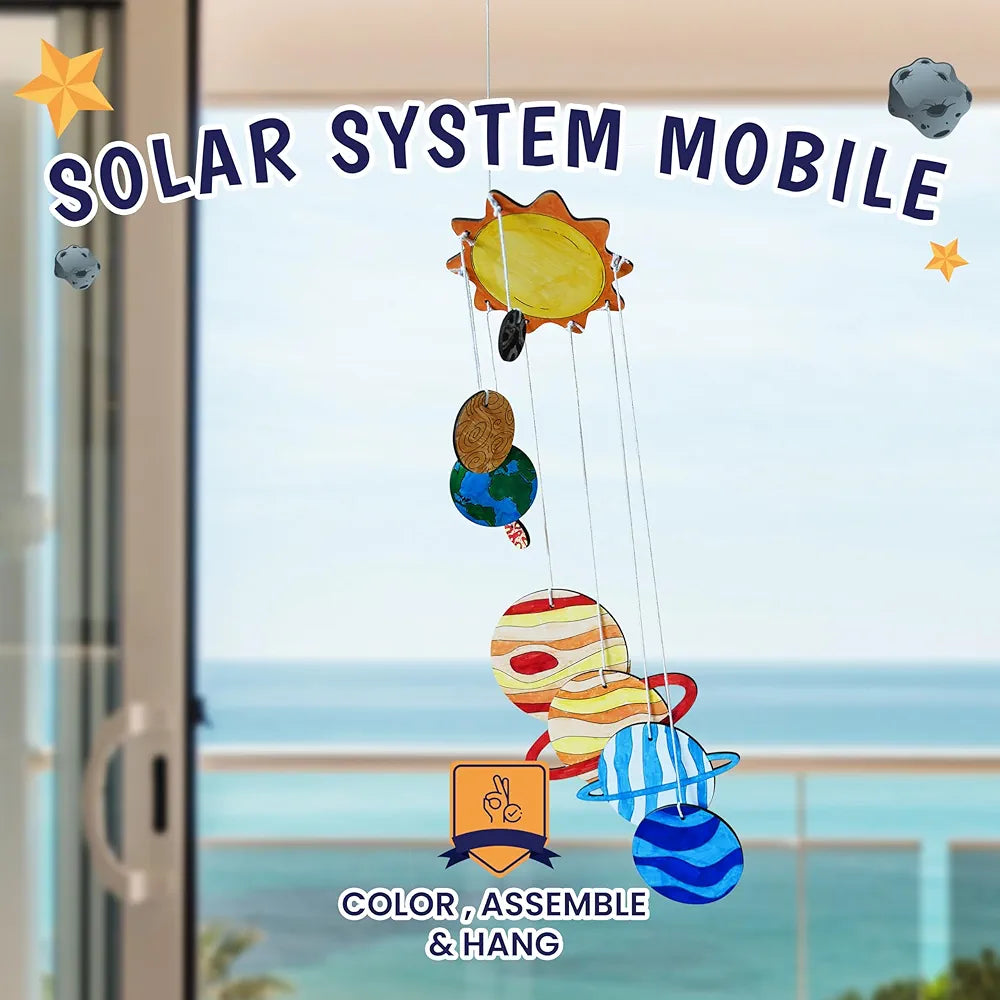 The Curious Bees Space Safari 4-in-1 Craft Box for Kids | Solar System Mobile, Astronaut Mask, Rocket Craft, Constellation DIY | Creative & Educational Space Activities | Age Group: 4-8 Years