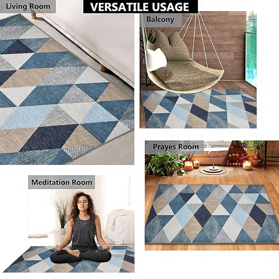 ishro home 3D Jet Multi Printed Carpet Rug Runner and Carpets for Bedroom Colour Crystals 4x6 Feet