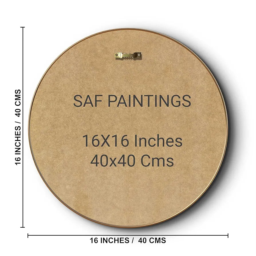 Livin'luxe Paintings Divine Shiva Parvati Wall Painting with Frame - Sparkle Glossy Round Golden Framed Large