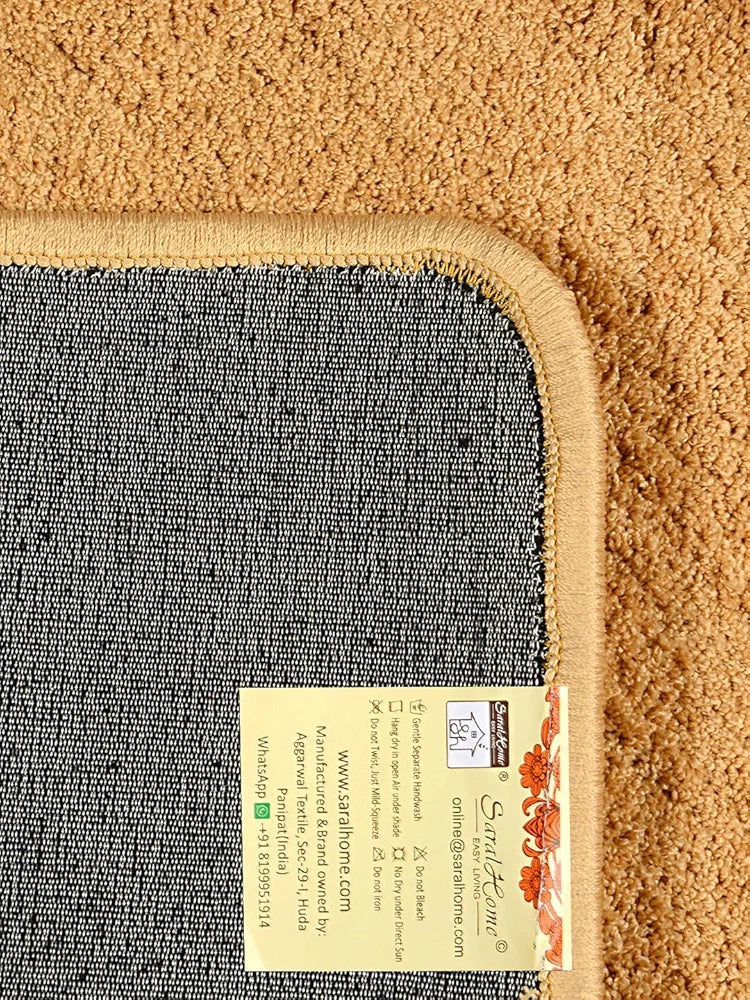 Saral Home Neo Shaggy Yarn Anti-Skid Round Mats Colour Glod