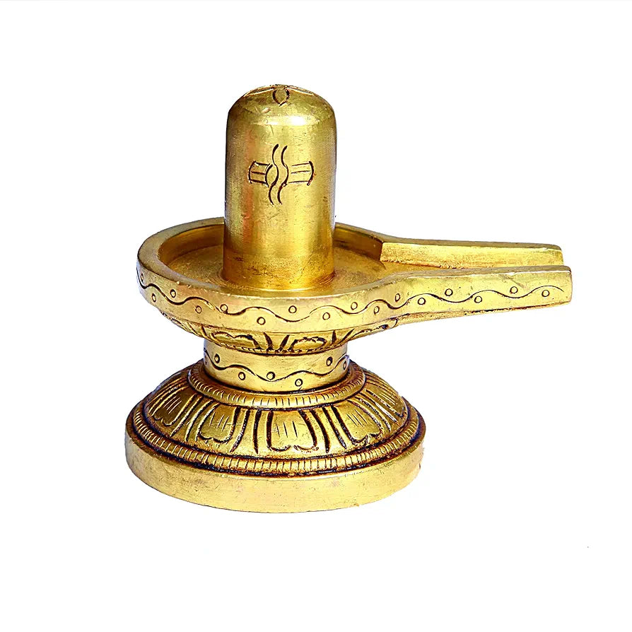 Anciently Brass Shivling Small | Shiva Lingam for Puja | Sivalingam for Pooja 6.5CM Height Gold Colour 1 Piece