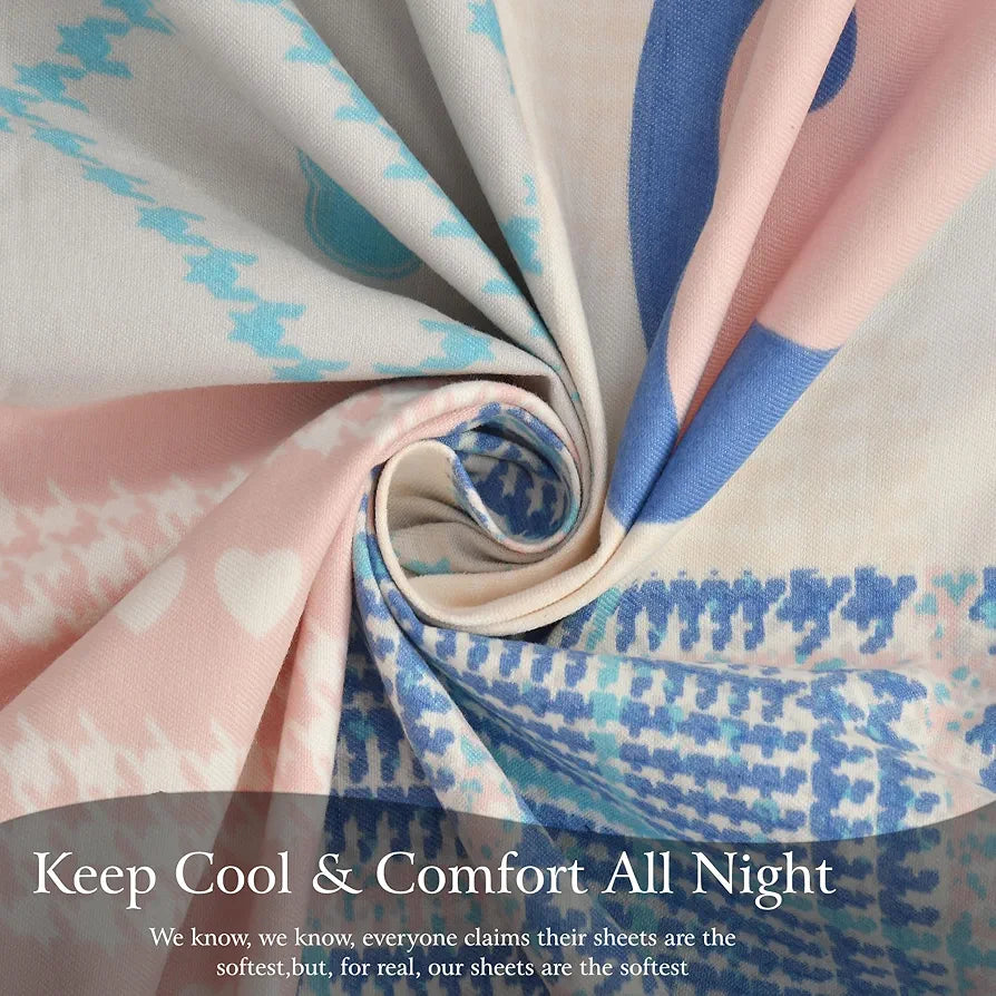 Fresh From Loom Microfiber Cotton Bedsheet for Double Bed with 2 Pillow Cover 240 TC King Size Soft Bed Sheet Patch Multi